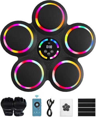 Музична бокс-машина з LED-підсвіткою та Bluetooth, 9 режимів швидкості та лічильник ударів, для дорослих та дітей, 5 ударних подушок