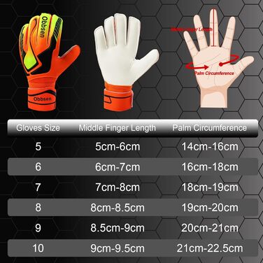 Воротарські рукавички JOYJ з FingerSave, дитячі унісекс, для футболу, Super-Grip, товстий латекс, помаранчеві (5)