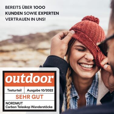 Складні трекінгові палиці NORDMUT® з алюмінію або карбону - регульована висота 1,50м/1,65м - ергономічні ручки, компактний розмір 105-120см