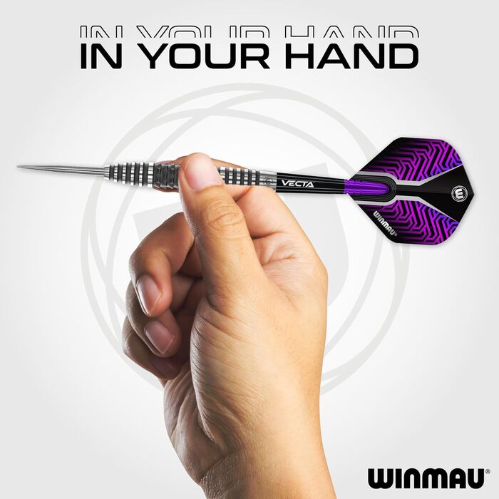 Професійний набір дротиків WINMAU Kairos 90% вольфрам, сталевий наконечник, з оперенням і стрижнями, 21-26 г