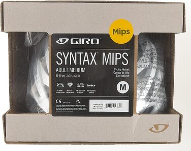 Велошолом Giro Syntax MIPS для дорослих, унісекс, M (55-59 см), матовий біло-сріблястий, для шосейного велосипеда