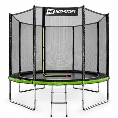 Батут із зовнішньою захисною сіткою Hop-Sport 10ft (305 см), чорно-зелений