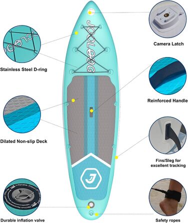 Надувний SUP Board JOOLOOG – Stand Up Paddle Board для дорослих та підлітків, 300 кг, 10'2/10'5, 320x81x15 см