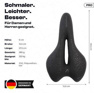 Велосідельний ергономічний ALPENSATTEL® з 3D піною Memory Foam для жінок та чоловіків - дихаючий матеріал, універсальне кріплення, Sport PRO