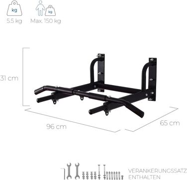 Турнік настінний Mobiclinic Fitness з кріпленням, до 150 кг, для боксерської груші, каллістеніки, домашній спортзал, нековзні ручки, універсальний