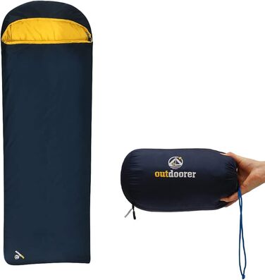 Легкий спальний мішок Trek Comfort від outdoorer (880г) – дорослий туристичний спальник, блакитний, компактний (28x15 см)
