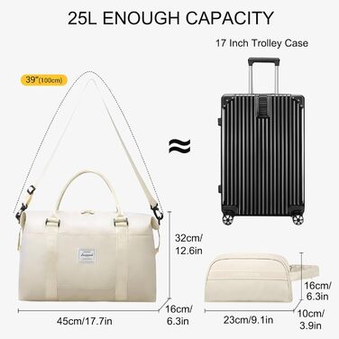 Спортивна сумка LOVEVOOK для жінок: водонепроникна дорожня сумка-мішок, 35L, бежева