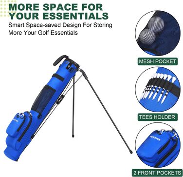 Гольф-сумка MAZEL з роздільником на 2 способи, 2 кишені, регульовані плечові ремені, високоякісний 900D нейлон, легкий матеріал, сумка-олівець для гольфу для чоловіків та жінок (блакитна)
