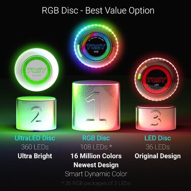 Летючий диск TOSY з RGB-підсвічуванням 108 LED (зелений) - для дітей та дорослих, водонепроникний, перезаряджуваний, для активного відпочинку