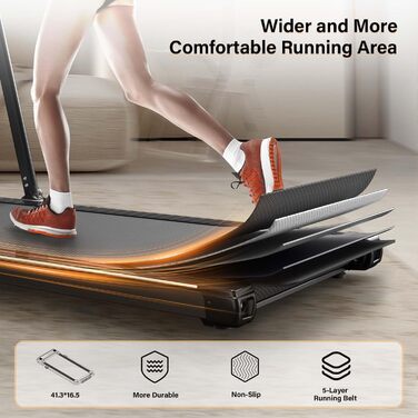 Бігова доріжка Walking Pad 2.5 к.с., тиха, під стіл, з пультом і LED-дисплеєм, компактна та портативна для домашнього офісу, біла з поручнем