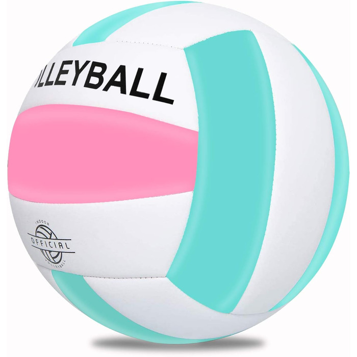 М'яч для волейболу EVZOM Super Soft - розмір 5, для пляжу, залу, басейну, тренувань - рожево-блакитний