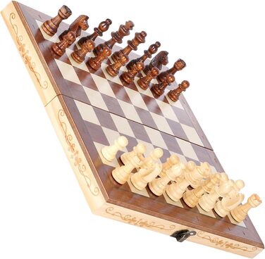 Шаховий набір дерев'яний, складаний, магнітний, великий. Підходить для дітей та дорослих. Для гри в приміщенні, на вулиці та в подорожах.