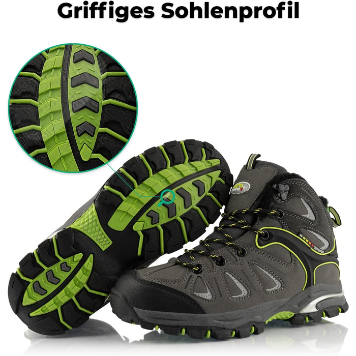 Трекінгові черевики для жінок та чоловіків, теплі, з підкладкою, сірі, зелені (37 EU)