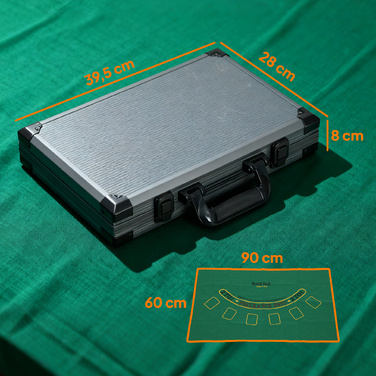 Набір для покеру SPORTNOW: 400 фішок, 2 колоди карт, 5 кубиків, диск ділера, ігровий килимок