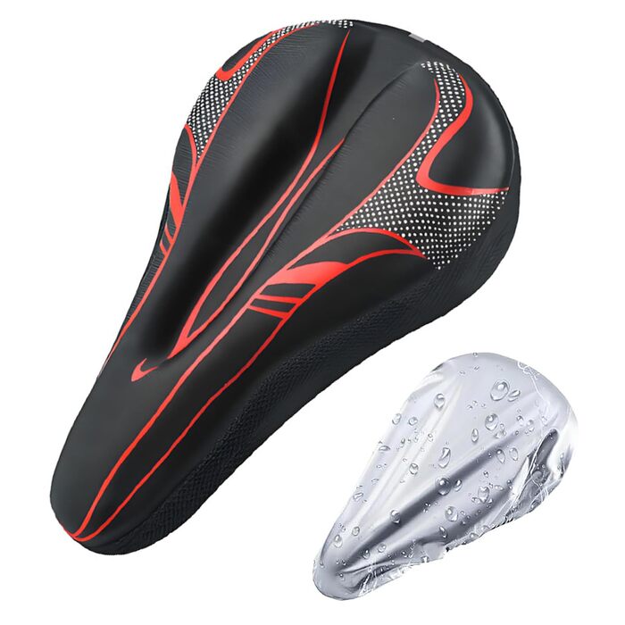 Покриття на сидіння велосипедного сидіння AUVSTAR Gel, гелеве, дихаюче, преміум, для гірського велосипеда, для чоловіків та жінок (Червоний 02)