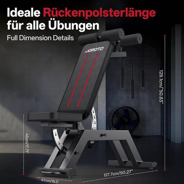 JOROTO MD70 Тренувальна лава з регулюванням, багатофункціональна лава для фітнесу, вантажопідйомність до 400 кг, 8 положень спинки та 5 положень сидіння, для комплексних тренувань
