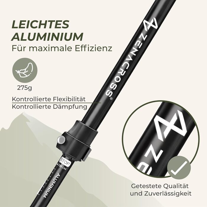 Телескопічні палиці для скандинавської ходьби та трекінгу Nordic Walking, ультралегкі, з натуральними корковими ручками, алюміній