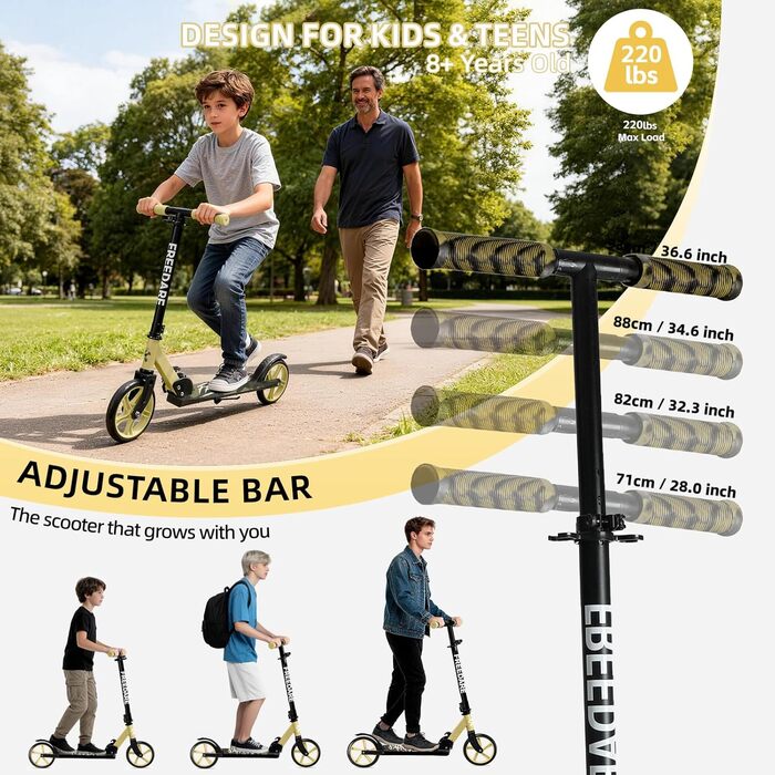 Самокат FREEDARE Cityroller для дітей та дорослих, складаний, колеса 200 мм, до 100 кг (Камуфляж)