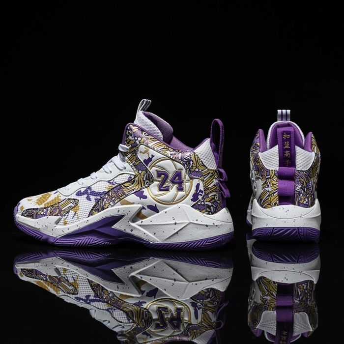 Кросівки баскетбольні чоловічі/жіночі, спортивні, для ходьби, легкі, з антиковзаючою підошвою, зносостійкі, 36-45 EU (38 EU, білий/фіолетовий)