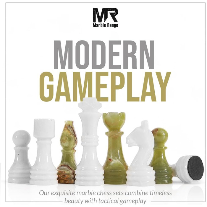 Шаховий набір з мармуру для дорослих, ручної роботи Verona & Green Onyx: ігровий набір з 32 фігурами, 2 додаткові королеви, коробка для зберігання