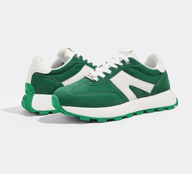 Кросівки жіночі Lucky Step на платформі, ретро стиль – для бігу, тенісу та повсякденного носіння (Зелено-білі, 37 EU)