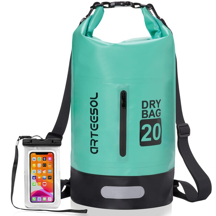 Водонепроникний мішок Dry Bag 5L/20L/30L - міцний packsack з регульованим ремінцем для плавання, каякінгу та водних видів спорту (М'ята, 20L)