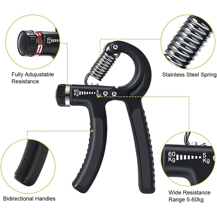 Набір для тренування рук Vicloon (5 шт.): фінгер-тренажер, тренажер зап'ястя, силовий хват, регульований хват, для зняття стресу