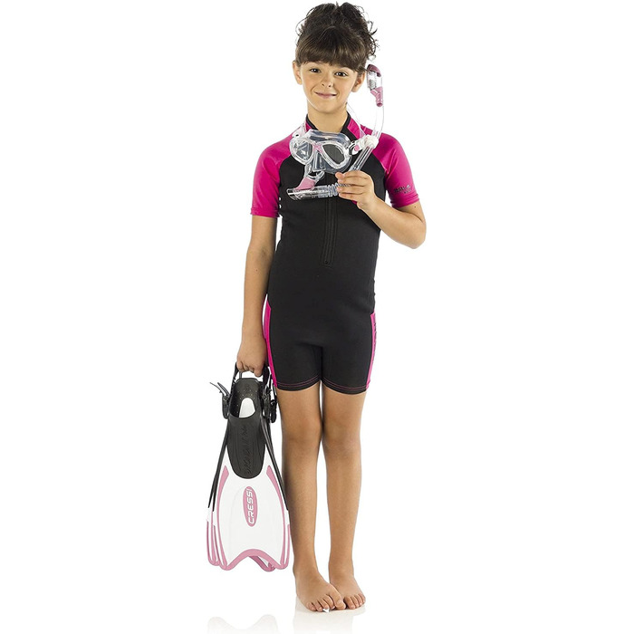 Cressi Palau Kid Bag — дитячий набір для снорклінгу: ласти, маска, трубка, чохол, розмір 29/32, прозорий/рожевий, високоякісний