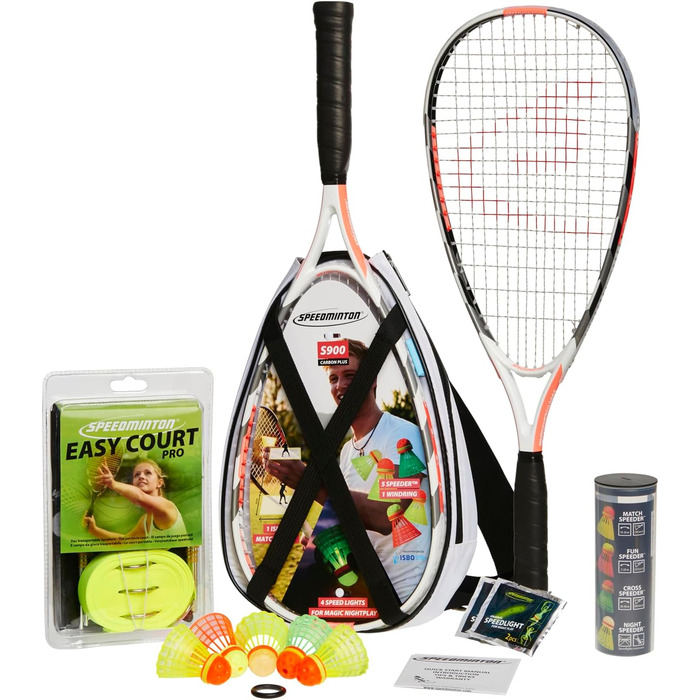 Професійний набір для кросмінтону Speedminton S900 з карбоновими ракетками, 5 воланами, ігровим полем та сумкою