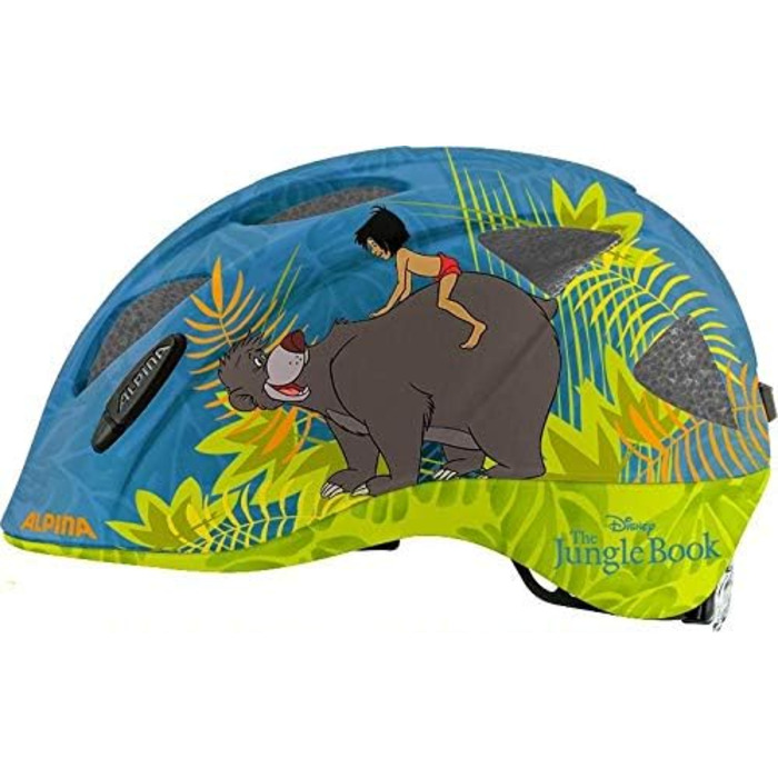 Дитячий велосипедний шолом ALPINA XIMO Jungle Book, легкий, ударостійкий, з LED-підсвіткою, 47-51 см, глянцевий