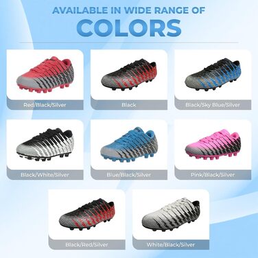 Дитячі футбольні бутси Vizari FG | Бутси для футболу для хлопчиків та дівчаток | Outdoor Soccer Cleats | Біло-чорно-срібні (38 EU)