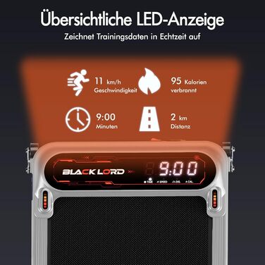 Біговий тренажер BLACK LORD X7 з мотором 3.0PS, Bluetooth, нахил 3 рівні, LED дисплей, дистанційне керування, срібний колір