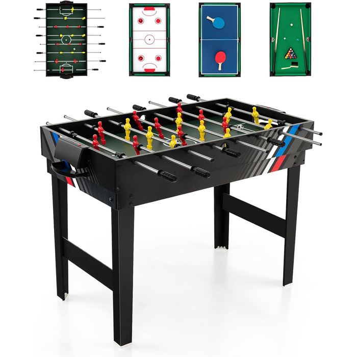 DREAMADE 4-в-1 ігровий стіл: футбол, хокей на повітрі, більярд, теніс. Для дітей та дорослих