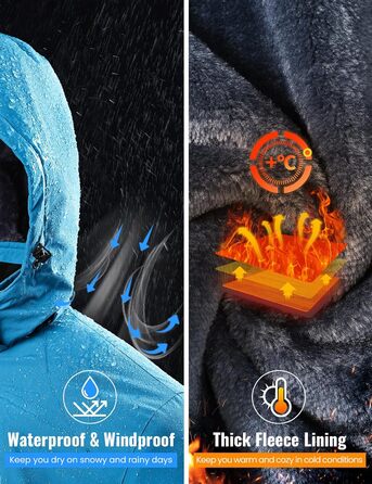 Чоловіча куртка для сноубордингу та лижного спорту Rdruko, водонепроникна, з утеплювачем, флісова капюшон, блакитна