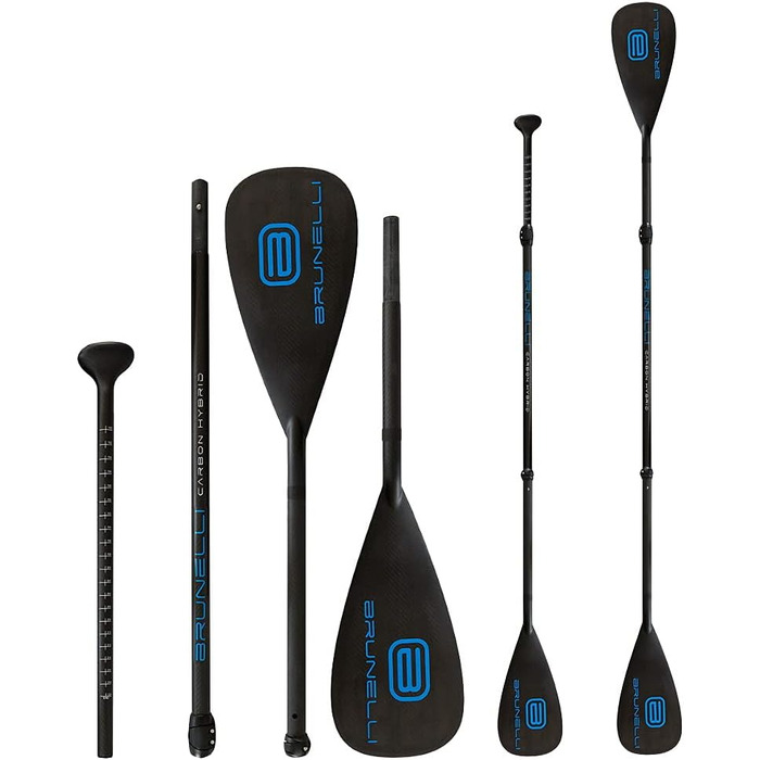 Весло для каяка та SUP Brunelli Carbon Hybrid Dual Tech, 2-в-1, 180-220 см, 4-складове