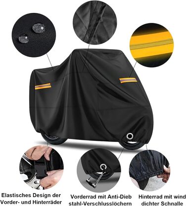 Захисний чохол для мотоцикла XXL, вологостійкий, 210D Oxford, з отворами для замка, для скутера, мопеда, моторолера (245x105x125 см)