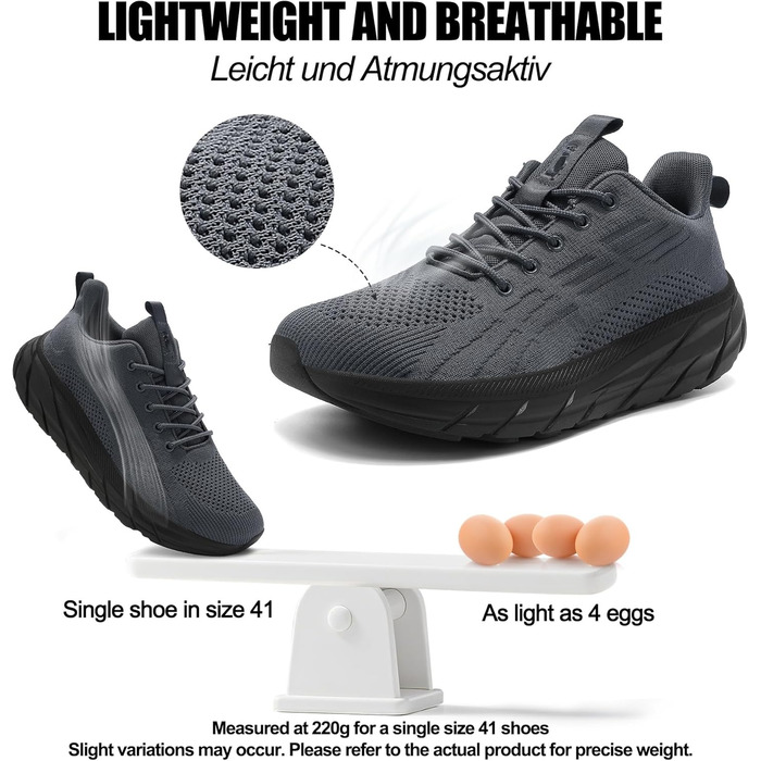 Кросівки для бігу та повсякденного носіння Unisex, бігові, спортивні, для фітнесу, білого (темно-сірого) кольору, розмір 37-46 EU