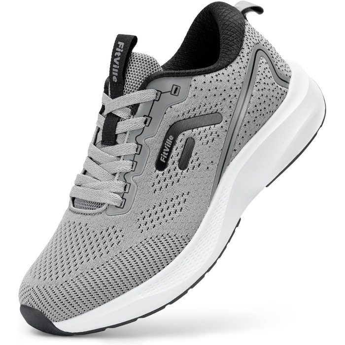 Кросівки для бігу FitVille чоловічі широкі, спортивні, дихаючі, повсякденні, для вулиці, з антиковзкою підошвою (45 EU, сірі)