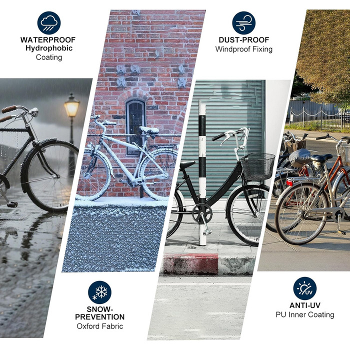Чохол для велосипеда HITWAY, водонепроникний, 420D, захист від УФ-променів, пилу та дощу, з отвором для замка та кишенею, для електровелосипедів до 29 дюймів, чорний