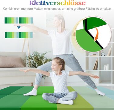 М'який килимок для гімнастики COSTWAY 180x120 см, складаний, PU, з ручкою для перенесення - для дому, дітей та дорослих, зелений