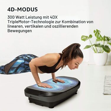 Віброплатформа Klarfit Vibe 4DX Pro професійний тренажер для всього тіла, 300 Вт, 4D-режим TripleMotor, робоча поверхня 71,5x43,5 см, сірий/чорний