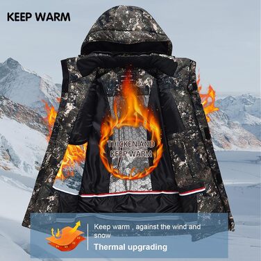 Сніговий костюм чоловічий HOUZONIY, комплект 2-в-1, теплий, вітронепроникний, чорний