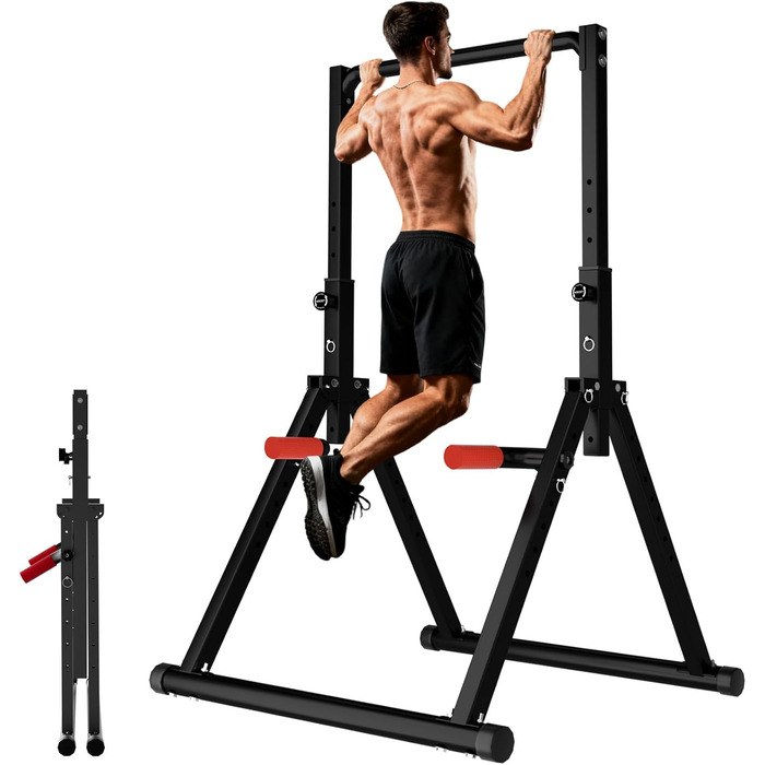 Стійка для віджимань та підтягувань DOBESTS - багатофункціональний фітнес-тренажер, регульована висота, чорний