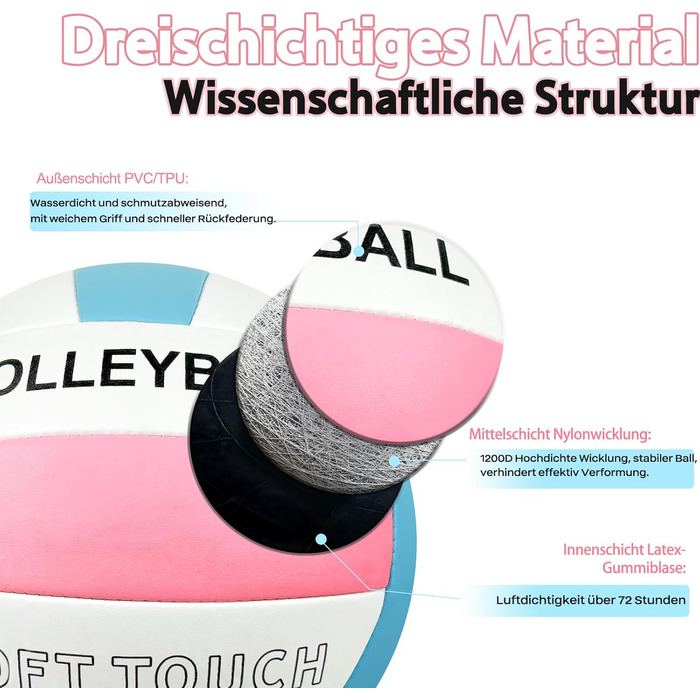 Волейбольний м'яч Bibykivn Official Size 5: водовідштовхуючий, для пляжу, басейну та спорту. З насосом, PVC-поверхня.