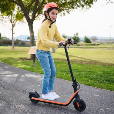Дитячий електросамокат Segway-Ninebot C2 E, для дітей 6-12 років, до 16 км/год, 7-дюймові колеса, LED-підсвітка, складаний, чорний