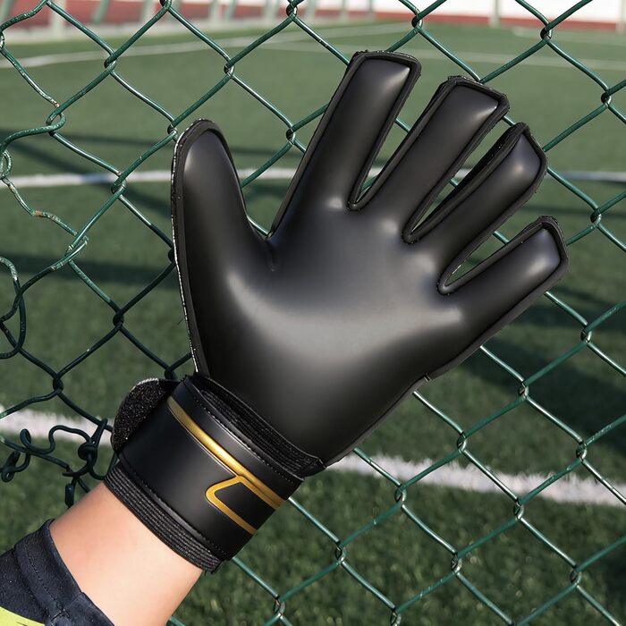 Воротарські рукавиці JOYJ з FingerSave, дитячі унісекс, для футболу, Super-Grip, товстий латекс, чорні (5)