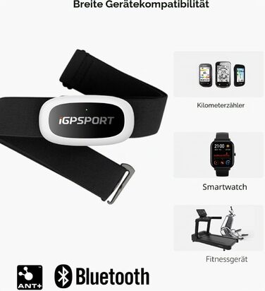 Пульсометр iGPSPORT HR40 Bluetooth ANT+ з нагрудним датчиком для бігу, велоспорту, фітнесу, сумісний з Garmin, Polar, Wahoo (Чорний)