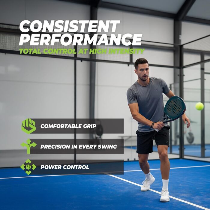 Ракетка для падел VirtuFit Fusion Pro Deep Teal – карбонова ракетка для початківців та просунутих гравців, легка, для контролю та потужності