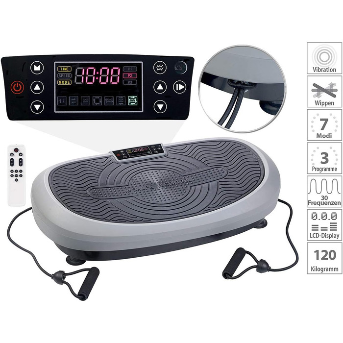 Віброплатформа Newgen Medicals 7-в-1: з осциляцією, експандером, до 120 кг (Vibrationsplatte, 3D віброплатформа з таймером)