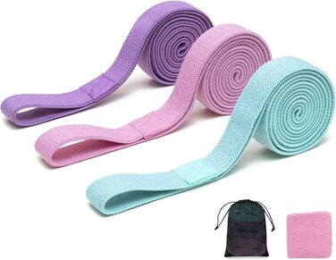 Фітнес-гумки для фітнесу, пілатесу та йоги, набір 3 шт. з різним опором, антиковзні, для силових тренувань, фітнес, зелений, рожевий, фіолетовий